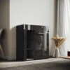 ELEGANT Modern LED Small Display Cabinet In Black High Gloss 830 X 750 X 35 Mm Cupboard With 5mm Tempered Safety Glass Shelves Sideboard Unit For Living Room -Living Room Furniture Store 69498135 1
