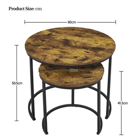 Yaheetech Nesting Coffee Table Set Round Coffee Table For Living Room, Rustic Brown 7 Yaheetech Nesting Coffee Table Set Round Coffee Table For Living Room, Rustic Brown - Image 5