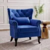 Livingandhome Blue Luxurious Button Armchair With Pillow -Living Room Furniture Store 69821072 1