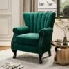 Livingandhome Green Velvet Armchair Sofa Chair With Black Legs