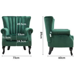 Livingandhome Green Velvet Armchair Sofa Chair With Black Legs 11 Livingandhome Green Velvet Armchair Sofa Chair With Black Legs -Living Room Furniture Store 69821081 5