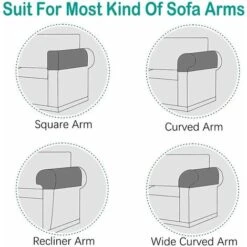2 Pack Armrest Covers Stretch Fabric Spandex Waterproof Non-Slip Armrest Covers For Armchairs, Sofas, Recliners (Light Grey) -Living Room Furniture Store 69827642 3