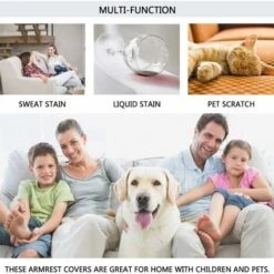 2 Pack Armrest Covers Stretch Fabric Spandex Waterproof Non-Slip Armrest Covers For Armchairs, Sofas, Recliners (Light Grey) -Living Room Furniture Store 69827642 4