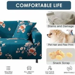 Sofa Covers 3 Seater Sofa Cover With Armrests Stretch Sofa Cover Armchair Slipcover Elastic Sofa Cover Couch Cover Universal Furniture Protector, Blue Flower 10 Sofa Covers 3 Seater Sofa Cover With Armrests Stretch Sofa Cover Armchair Slipcover Elastic Sofa Cover Couch Cover Universal Furniture Protector, Blue Flower -Living Room Furniture Store 70076257 4