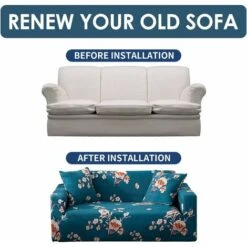 Sofa Covers 3 Seater Sofa Cover With Armrests Stretch Sofa Cover Armchair Slipcover Elastic Sofa Cover Couch Cover Universal Furniture Protector, Blue Flower 11 Sofa Covers 3 Seater Sofa Cover With Armrests Stretch Sofa Cover Armchair Slipcover Elastic Sofa Cover Couch Cover Universal Furniture Protector, Blue Flower -Living Room Furniture Store 70076257 5