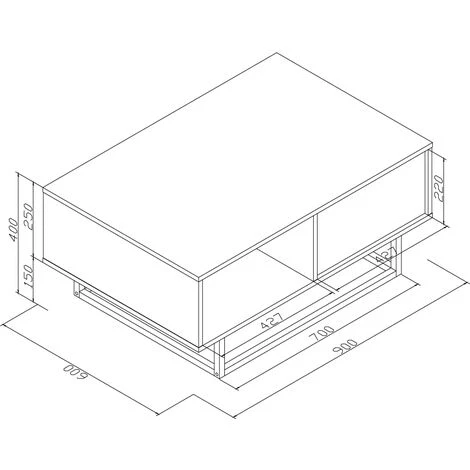 Coffee Table Living Room Oak Body & Black Drawer Oak&Black 7 Coffee Table Living Room Oak Body & Black Drawer Oak&Black - Image 5
