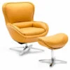 360Â¡Ã£Swivel Lounge Chair And Footstool Set,86D X 74W X 94H Cm ,Modern Upholstered Rocking Recliner Chair With Ottoman, Occasional Leisure Accent Armchair For Living Room, Bedroom And Office (Yellow)