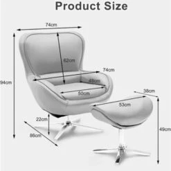 360¡ãSwivel Lounge Chair And Footstool Set,86D X 74W X 94H Cm ,Modern Upholstered Rocking Recliner Chair With Ottoman, Occasional Leisure Accent Armchair For Living Room, Bedroom And Office (Grey) 9 360¡ãSwivel Lounge Chair And Footstool Set,86D X 74W X 94H Cm ,Modern Upholstered Rocking Recliner Chair With Ottoman, Occasional Leisure Accent Armchair For Living Room, Bedroom And Office (Grey) -Living Room Furniture Store 70105074 3