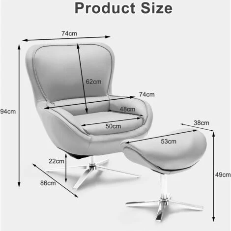 360¡ãSwivel Lounge Chair And Footstool Set,86D X 74W X 94H Cm ,Modern Upholstered Rocking Recliner Chair With Ottoman, Occasional Leisure Accent Armchair For Living Room, Bedroom And Office (Grey) 5 360¡ãSwivel Lounge Chair And Footstool Set,86D X 74W X 94H Cm ,Modern Upholstered Rocking Recliner Chair With Ottoman, Occasional Leisure Accent Armchair For Living Room, Bedroom And Office (Grey) - Image 3