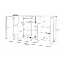 Best4D Cabinet Storage Dresser 140x80x35cm With Oak Mat Front - Body Colour Oak Sonoma -Living Room Furniture Store 70202442 3