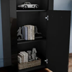 ELEGANT Black Display Cabinet Set High Gloss Living Room Set Bookcase Sideboard Cupboard With Multicolour LED Light -Living Room Furniture Store 70290095 5