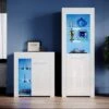 ELEGANT White Display Cabinet Set High Gloss Living Room Set Bookcase Sideboard Cupboard With Multicolour LED Light -Living Room Furniture Store 70290129 1