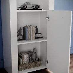 ELEGANT White Display Cabinet Set High Gloss Living Room Set Bookcase Sideboard Cupboard With Multicolour LED Light -Living Room Furniture Store 70290129 5