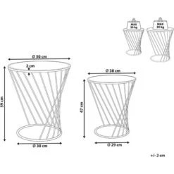 Set Of 2 Nesting Glam Round Side Tables Mirror Tabletop Iron Gold Bruni -Living Room Furniture Store 70638287 3