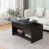 HMD FURNITURE Lift Up Top Coffee Table With Bottom Storage Shelf And Hidden Drawer Living Room Furniture,Black,85x50x45cm(WxDxH) -Living Room Furniture Store 71089164 1