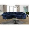 Ashwin Plush Velvet Corner Sofa With Back Cushions - Blue -Living Room Furniture Store 71152386 1