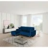 Verso Small Plush Velvet L-Shape Right-Hand Corner Sofa Bed - Blue