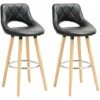 WOLTU 2 Pcs Bar Stools Breakfast Kitchen Counter High Stools Wood Legs Barstools Black -Living Room Furniture Store 71153345 1