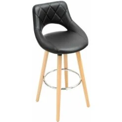 WOLTU 2 Pcs Bar Stools Breakfast Kitchen Counter High Stools Wood Legs Barstools Black -Living Room Furniture Store 71153345 3