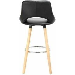 WOLTU 2 Pcs Bar Stools Breakfast Kitchen Counter High Stools Wood Legs Barstools Black -Living Room Furniture Store 71153345 4