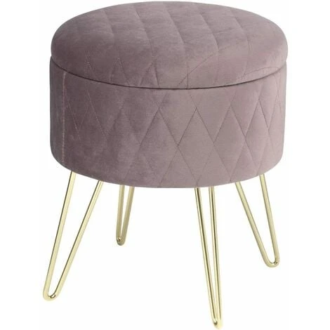 WOLTU Round Velvet Ottoman Footrest Stools Compact Vanity Seat W/ Storage And Lid Pink 3 WOLTU Round Velvet Ottoman Footrest Stools Compact Vanity Seat W/ Storage And Lid Pink
