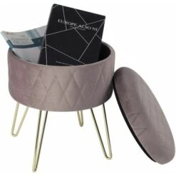 WOLTU Round Velvet Ottoman Footrest Stools Compact Vanity Seat W/ Storage And Lid Pink 11 WOLTU Round Velvet Ottoman Footrest Stools Compact Vanity Seat W/ Storage And Lid Pink -Living Room Furniture Store 71153623 5