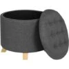 WOLTU Round Ottoman Storage Pouffe Stools Linen Footstools Dressing Vanity Chairs Dark Grey