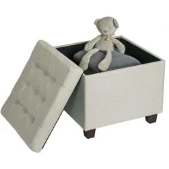 WOLTU Storage Box Ottoman Stools Upholstered Footstools Square Pouffe Cover Cream -Living Room Furniture Store 71153641 3