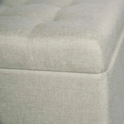 WOLTU Storage Box Ottoman Stools Upholstered Footstools Square Pouffe Cover Cream -Living Room Furniture Store 71153641 5