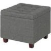 WOLTU Storage Box Ottoman Stools Upholstered Footstools Square Pouffe Cover Dark Grey -Living Room Furniture Store 71153646 1