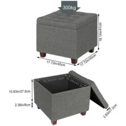 WOLTU Storage Box Ottoman Stools Upholstered Footstools Square Pouffe Cover Dark Grey 9 WOLTU Storage Box Ottoman Stools Upholstered Footstools Square Pouffe Cover Dark Grey -Living Room Furniture Store 71153646 3