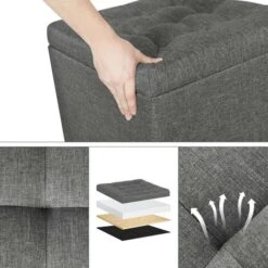 WOLTU Storage Box Ottoman Stools Upholstered Footstools Square Pouffe Cover Dark Grey 10 WOLTU Storage Box Ottoman Stools Upholstered Footstools Square Pouffe Cover Dark Grey -Living Room Furniture Store 71153646 4