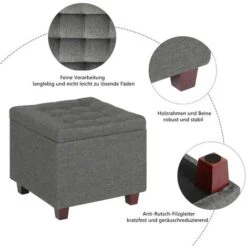 WOLTU Storage Box Ottoman Stools Upholstered Footstools Square Pouffe Cover Dark Grey 11 WOLTU Storage Box Ottoman Stools Upholstered Footstools Square Pouffe Cover Dark Grey -Living Room Furniture Store 71153646 5