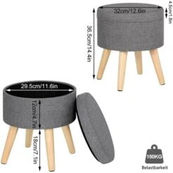 WOLTU Folding Ottoman Storage Box Pouffe Seat Stools Home Chairs Footstools Storage Light Grey -Living Room Furniture Store 71153669 3