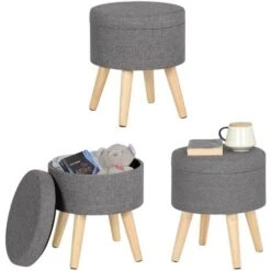 WOLTU Folding Ottoman Storage Box Pouffe Seat Stools Home Chairs Footstools Storage Light Grey -Living Room Furniture Store 71153669 5