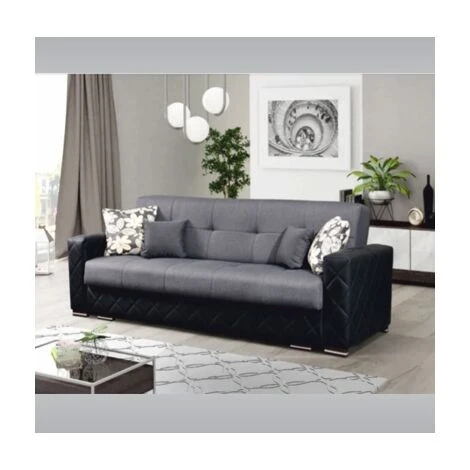 Chicago 3 Seater Ottoman Storage Sofa Bed With Cushions - Grey 4 Chicago 3 Seater Ottoman Storage Sofa Bed With Cushions - Grey - Image 2