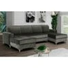 Borys Large Plush Velvet U-Shape Corner Sofa Bed - Grey