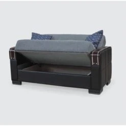 Malta Grey 2 Seater Ottoman Storage Sofa Bed With Cushions