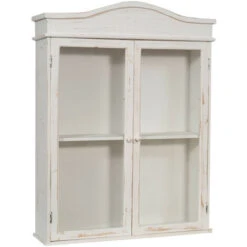 WOODEN SHOWCASE CABINET ANTIQUE WHITE FINISH L64XPR17XH84 CM SHABBY STYLE