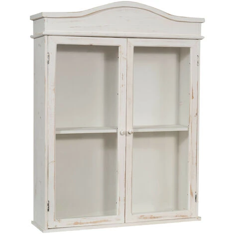 WOODEN SHOWCASE CABINET ANTIQUE WHITE FINISH L64XPR17XH84 CM SHABBY STYLE 3 WOODEN SHOWCASE CABINET ANTIQUE WHITE FINISH L64XPR17XH84 CM SHABBY STYLE