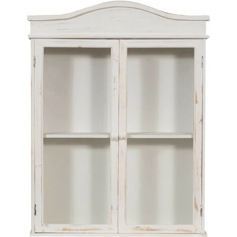 WOODEN SHOWCASE CABINET ANTIQUE WHITE FINISH L64XPR17XH84 CM SHABBY STYLE 4 WOODEN SHOWCASE CABINET ANTIQUE WHITE FINISH L64XPR17XH84 CM SHABBY STYLE - Image 2