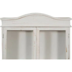 WOODEN SHOWCASE CABINET ANTIQUE WHITE FINISH L64XPR17XH84 CM SHABBY STYLE 9 WOODEN SHOWCASE CABINET ANTIQUE WHITE FINISH L64XPR17XH84 CM SHABBY STYLE -Living Room Furniture Store 71193638 3