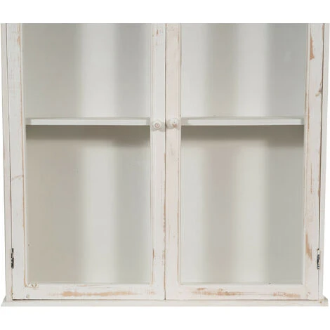 WOODEN SHOWCASE CABINET ANTIQUE WHITE FINISH L64XPR17XH84 CM SHABBY STYLE 6 WOODEN SHOWCASE CABINET ANTIQUE WHITE FINISH L64XPR17XH84 CM SHABBY STYLE - Image 4