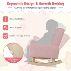 Kids Rocking Chair Children Armchair Linen Upholstered Sofa W/ Solid Wood Legs 10 Kids Rocking Chair Children Armchair Linen Upholstered Sofa W/ Solid Wood Legs -Living Room Furniture Store 71406051 4