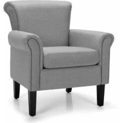 Modern Fabric Upholstery Accent Chair Comfortable Armchair Adjustable Foot Pad