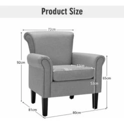 Modern Fabric Upholstery Accent Chair Comfortable Armchair Adjustable Foot Pad -Living Room Furniture Store 71406062 3