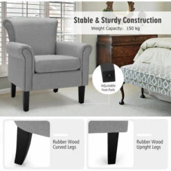 Modern Fabric Upholstery Accent Chair Comfortable Armchair Adjustable Foot Pad -Living Room Furniture Store 71406062 5