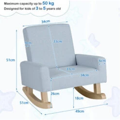 Kids Rocking Chair Children Armchair Linen Upholstered Sofa W/ Solid Wood Legs 8 Kids Rocking Chair Children Armchair Linen Upholstered Sofa W/ Solid Wood Legs -Living Room Furniture Store 71406221 2