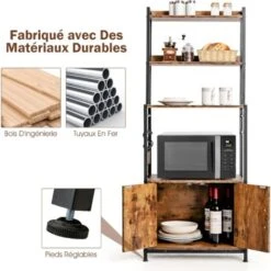 4-Tier Kitchen Baker’s Rack Industrial Storage Shelf Microwave Stand W/ 2 Doors 9 4-Tier Kitchen Baker’s Rack Industrial Storage Shelf Microwave Stand W/ 2 Doors -Living Room Furniture Store 71406235 3