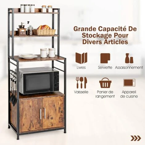 4-Tier Kitchen Baker’s Rack Industrial Storage Shelf Microwave Stand W/ 2 Doors 6 4-Tier Kitchen Baker’s Rack Industrial Storage Shelf Microwave Stand W/ 2 Doors - Image 4